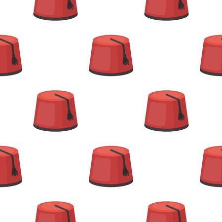 Fez icon in cartoon style isolated on white background. Turkey pattern stock vector illustration.のイラスト素材