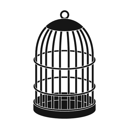 Metal cage for birds.Pet shop single icon in black style vector symbol stock illustration web.のイラスト素材