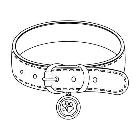 Collar with a medal for an animal.Pet shop single icon in black style vector symbol stock illustration web.のイラスト素材