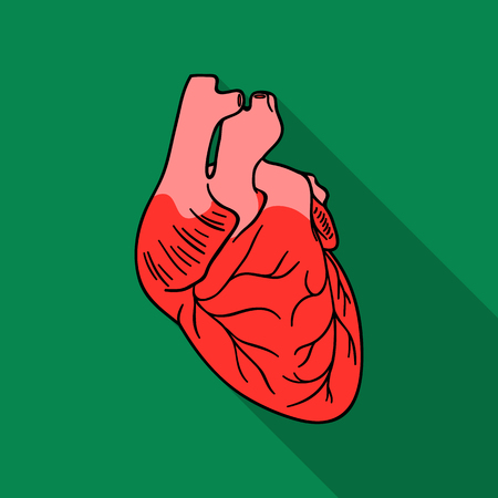 Human heart icon in flat style isolated on white background. Human organs symbol stock vector illustration.のイラスト素材