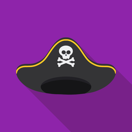 Pirate hat icon in flat style isolated on white background. Hats symbol stock vector illustration.のイラスト素材