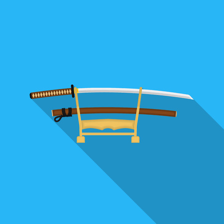 Katana icon in flat style isolated on white background. Japan symbol stock vector illustration.のイラスト素材