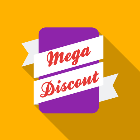 Mega discount icon in flat style isolated on white background. Label symbol stock vector illustration.のイラスト素材