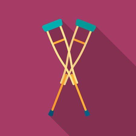 Crutches icon flat. Single medicine icon from the big medical, healthcare flat.のイラスト素材