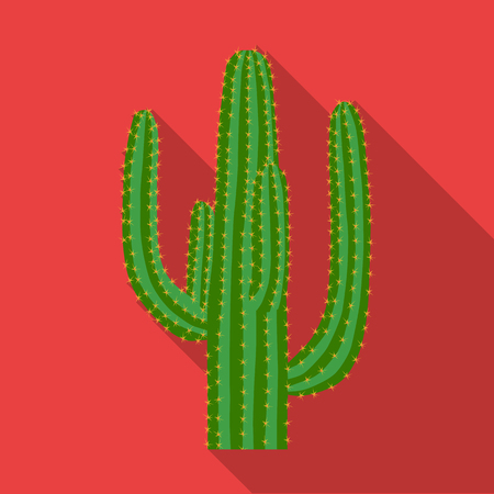 Mexican cactus icon in flat style isolated on white background. Mexico country symbol vector illustration.のイラスト素材