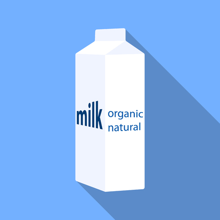 Milk gable top carton package icon in flat style isolated on white background. Milk product and sweet symbol vector illustration.のイラスト素材