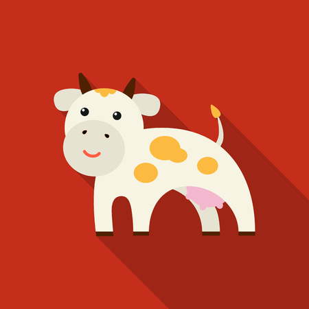Cow icon flat. Single bio, eco, organic product icon from the big milk flat.のイラスト素材