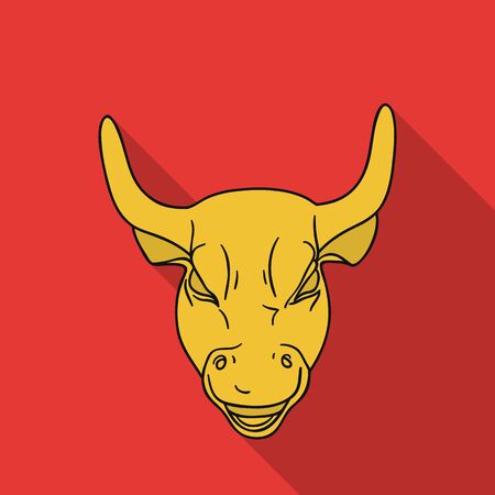 Golden Charging Bull icon in flat style isolated on white background. Money and finance symbol stock vector illustration.のイラスト素材