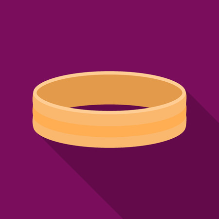 Golden ring icon in flat style isolated on white background. Jewelry and accessories symbol stock vector illustration.のイラスト素材