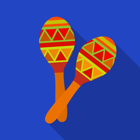 Mexican maracas icon in flat style isolated on white background. Mexico country symbol stock vector illustration.のイラスト素材