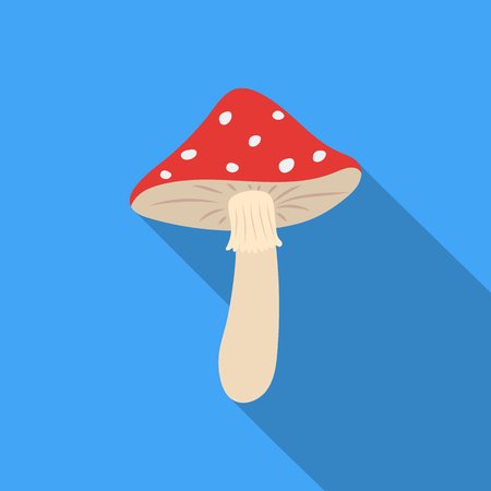 Amanita icon in flat style isolated on white background. Mushroom symbol stock vector illustration.のイラスト素材