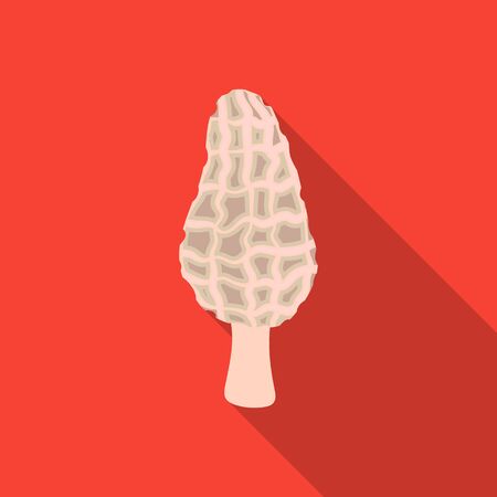 Morel icon in flat style isolated on white background. Mushroom symbol stock vector illustration.のイラスト素材