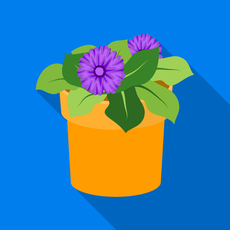 Flower in the pot icon in outline style isolated on white background. Bio and ecology symbol stock vector illustration.のイラスト素材