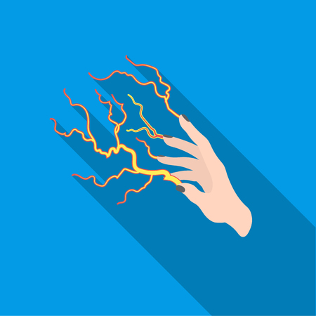 Lightning spell icon in flate style isolated on white background. Black and white magic symbol stock vector illustration.のイラスト素材