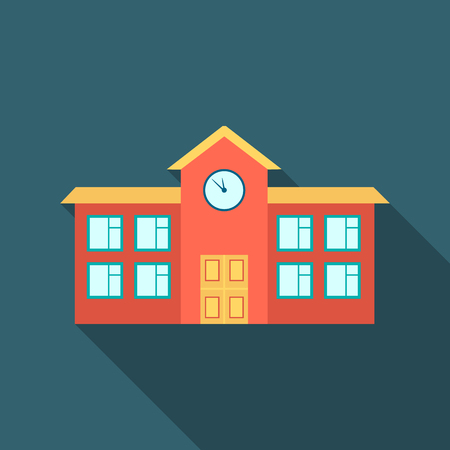 School icon flate. Single building icon from the big city infrastructure flate.のイラスト素材