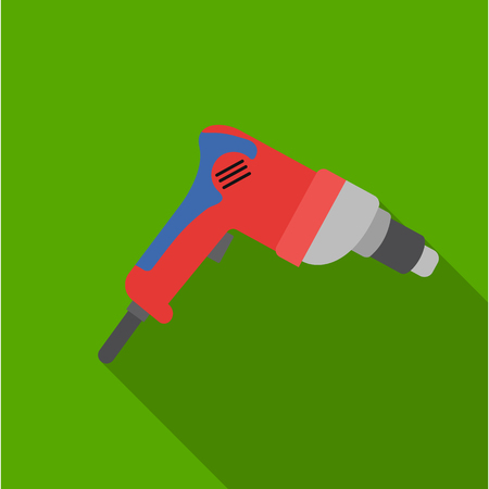 Drill icon in flate style isolated on white background. Build and repair symbol stock vector illustration.のイラスト素材