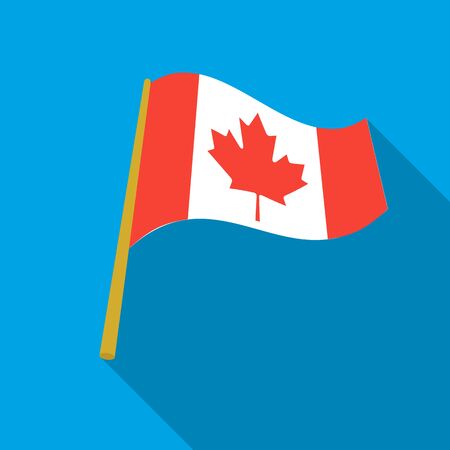 Canadian flag icon in flate style isolated on white background. Canadian Thanksgiving Day symbol stock vector illustration.のイラスト素材