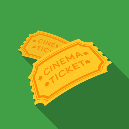 Ticket icon in flat style isolated on white background. Films and cinema symbol stock vector illustration.のイラスト素材