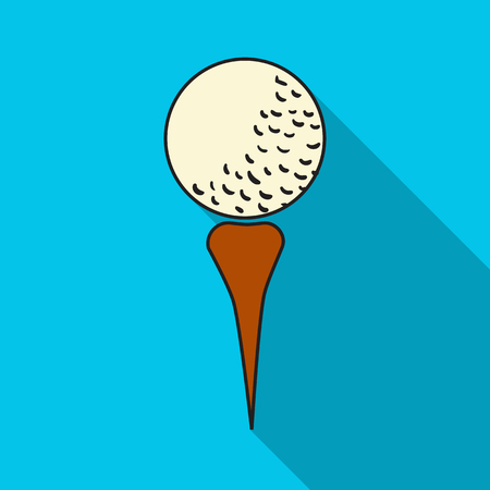 Golf ball on tee icon in flat style isolated on white background. Golf club symbol stock vector illustration.のイラスト素材