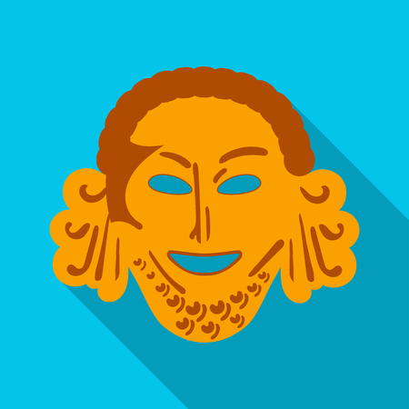 Greek antique mask icon in flat style isolated on white background. Greece symbol stock vector illustration.のイラスト素材