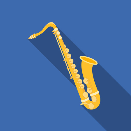 Saxophone icon in flat style isolated on white background. Musical instruments symbol stock vector illustrationのイラスト素材