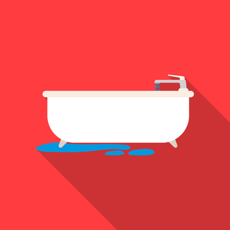 Bathtub icon in flat style isolated on white background. Plumbing symbol stock vector illustration.のイラスト素材