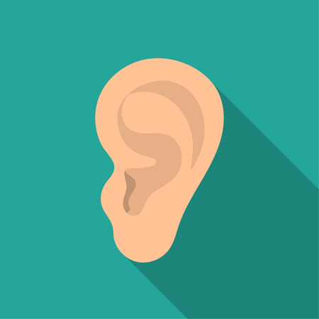 Ear icon in flat style isolated on white background. Part of body symbol stock vector illustration.のイラスト素材