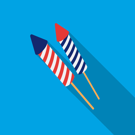 Patriotic fireworks icon in flat style isolated on white background. Patriot day symbol stock vector illustration.のイラスト素材