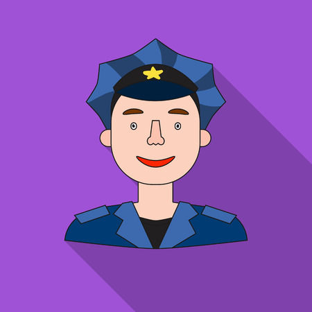 Policeman icon in flat style isolated on white background. People of different profession symbol stock vector illustration.のイラスト素材