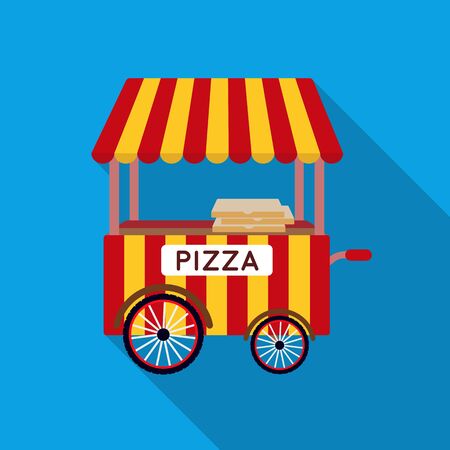 Pizza cart icon in flat style isolated on white background. Pizza and pizzeria symbol stock vector illustration.のイラスト素材