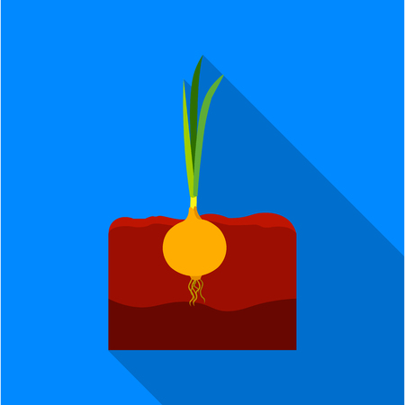 Onion icon flat. Single plant icon from the big farm, garden, agriculture flat.のイラスト素材