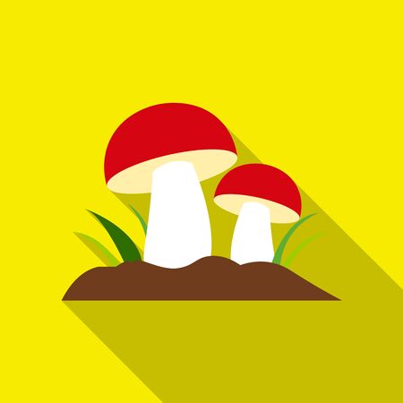 Mushroom icon flat. Single plant icon from the big farm, garden, agriculture flat.のイラスト素材