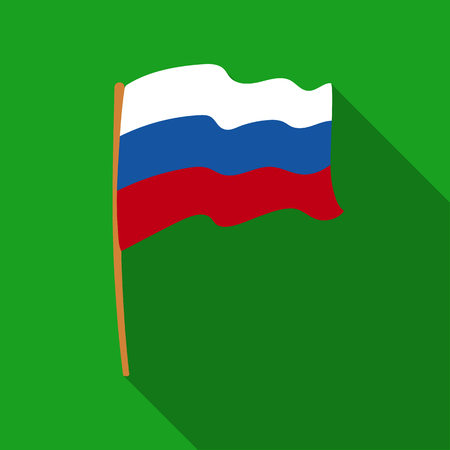 Russian flag icon in flat style isolated on white background. Russian country symbol stock vector illustration.のイラスト素材