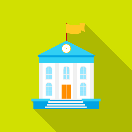 School icon flat. Single education icon from the big school, university flat.のイラスト素材