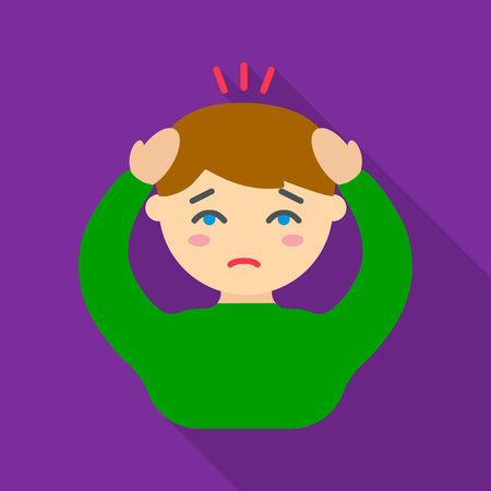 Headache icon flate. Single sick icon from the big ill, disease flate.のイラスト素材