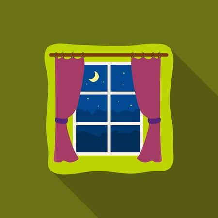 Night out the window icon in flate style isolated on white background. Sleep and rest symbol stock vector illustration.のイラスト素材