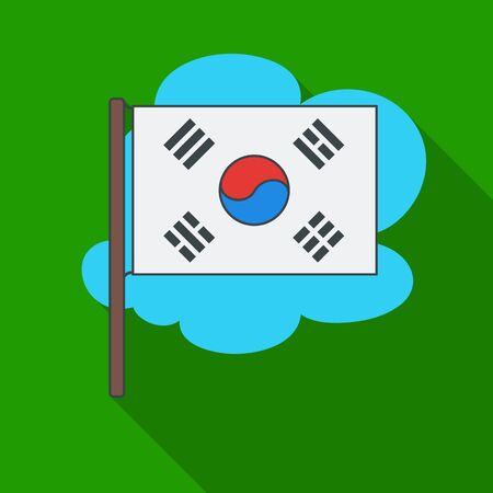 Flag of South Korea icon in flate style isolated on white background. South Korea symbol stock vector illustration.のイラスト素材