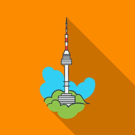 Seoul tower icon in flate style isolated on white background. South Korea symbol stock vector illustration.のイラスト素材