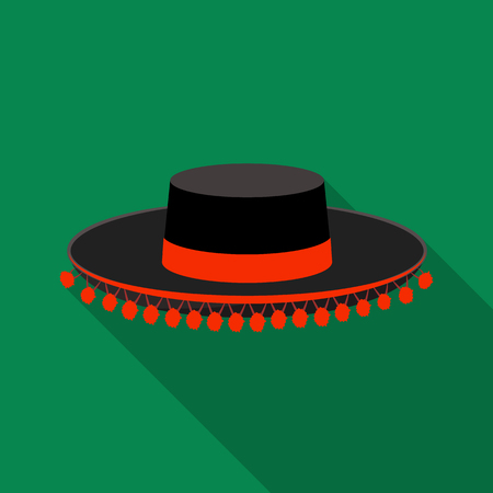 Traditional spanish hat icon in flate style isolated on white background. Spain country symbol stock vector illustration.のイラスト素材