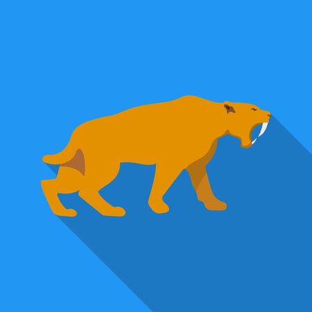 Saber-toothed tiger icon in flate style isolated on white background. Stone age symbol stock vector illustration.のイラスト素材