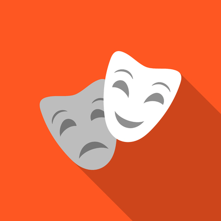 Theater masks icon in flate style isolated on white background. Theater symbol stock vector illustrationのイラスト素材