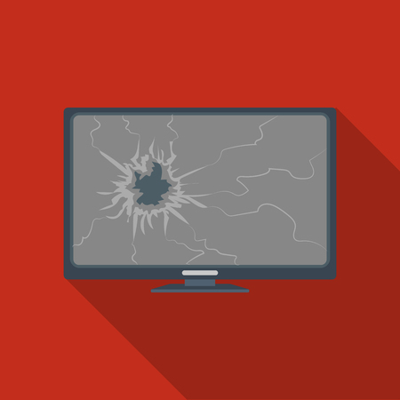 Broken television icon in flate style isolated on white background. Trash and garbage symbol stock vector illustration.のイラスト素材
