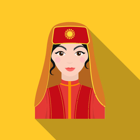 Turkish woman icon in flate style isolated on white background. Turkey symbol stock vector illustration.のイラスト素材