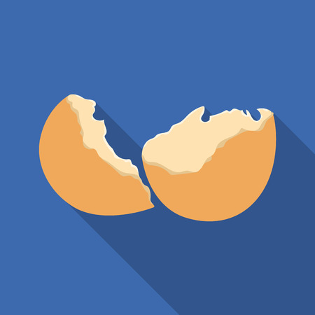 Broken eggshell icon in flate style isolated on white background. Trash and garbage symbol stock vector illustration.のイラスト素材