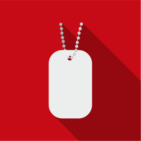 Metal tags hanging on a chain icon flate. Single weapon icon from the big ammunition, arms set.のイラスト素材