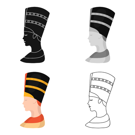 Bust of Nefertiti ancient egyptsingle icons in cartoon style. Big single of ancient egypt vector illustration symbolのイラスト素材