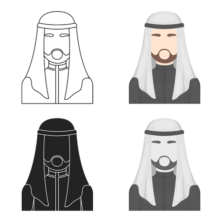 Sheikh icon in cartoon style isolated on white background. Arab Emirates symbol vector illustration.のイラスト素材