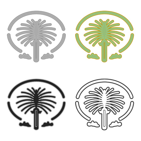 The Palm Jumeirah icon in cartoon style isolated on white background. Arab Emirates symbol vector illustration.のイラスト素材