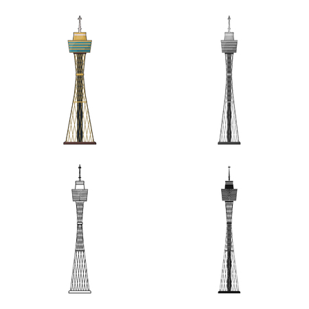 Sydney Tower icon in cartoon design isolated on white background. Australia symbol stock vector illustration.のイラスト素材