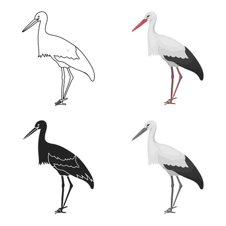 Stork icon in cartoon style isolated on white background. Bird symbol vector illustration.のイラスト素材